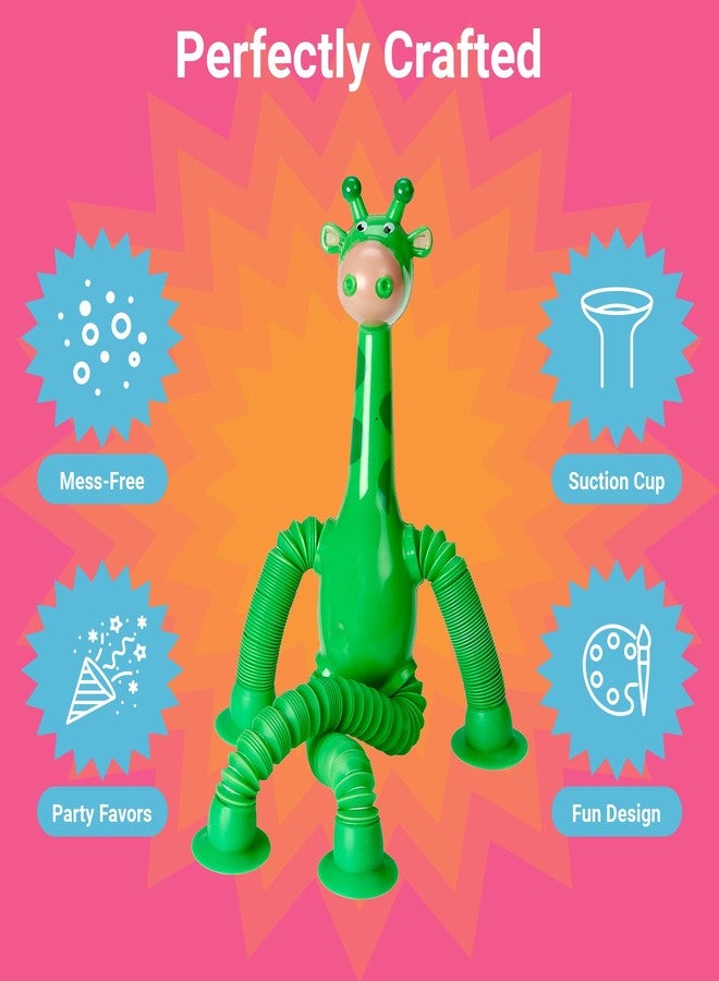 Playbees Telescopic Suction Cup Giraffe Toys for Toddler Restaurant Dinner Table Activities, Stretchy Animal Pop Tubes, Telescopic Sensory Toys for Kids with Autism Anxiety Ages 3 4 5 | 6 Pack - Image 2